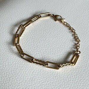 Gold Plated Paperclip Chain Chunky Bracelet Adjustable New NWT